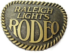 Raleigh Lights Rodeo Belt Buckle Rope Border
