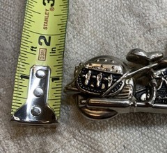 4&Prime; wide Figural Motorcycle W/ Saddle bag Silver color bikers belt buckle