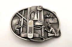 Siskiyou Telephone Lineman 1988 Heavy Duty Metal Belt Buckle Pewter