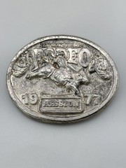 1977 Hesston Silver Award 655 NFR Rodeo Belt Buckle Bull Rider Cowboy