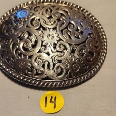 Ladies Silver Tone Oval Western Floral Engraved Belt Buckle, Fits 1.5&Prime; Belt 3.5&Prime;