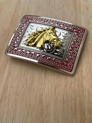 Western Buckle Gold Silver Red Horse Head Cowboy Buckle Fit 2 » Hebilla Vaquero