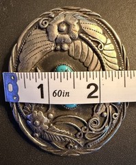 Vintage USA Made HANDCRAFTED Belt Buckle SSI Western NATIVE AMERICAN Turquoise