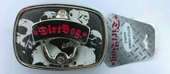 NEW DIRTBAG BOTTLE OPENER SKULLS BLACK WHITE & RED BELT BUCKLE