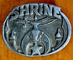 Shrine SHRINER Crescent Moon Mason BELT BUCKLE C&J INC 1986 Made in USA 2” wide