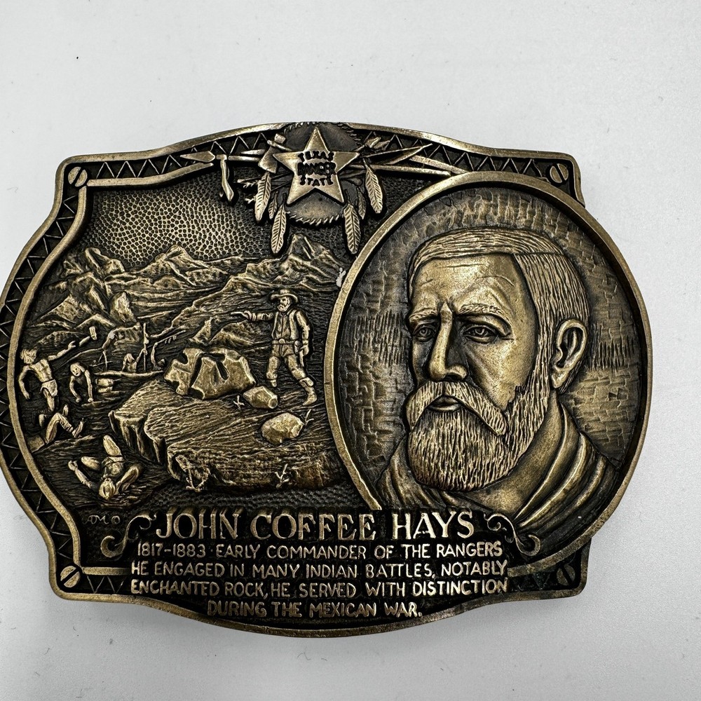 The Texas Ranger Collection John Coffee Hays Solid Brass Belt Buckle Ltd Ed 493