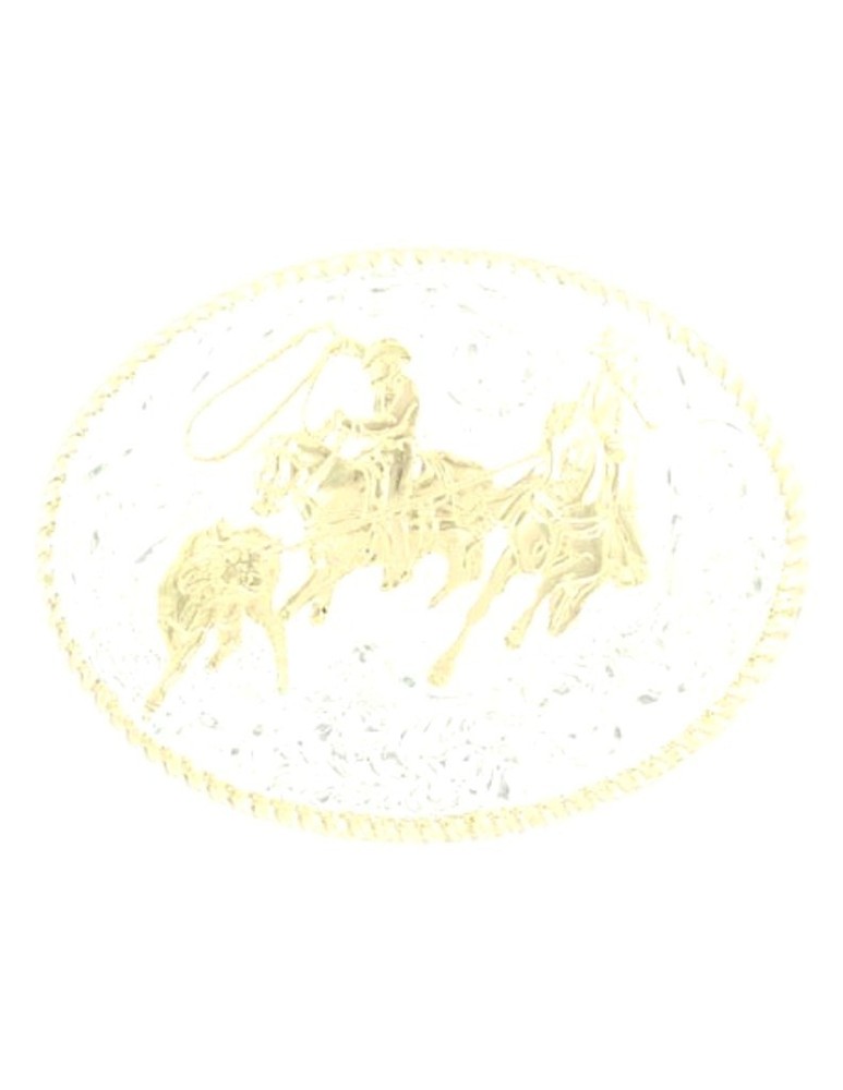 Crumrine Western Belt Buckle Team Roper Rodeo Silver Bronze C02117