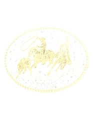 Crumrine Western Belt Buckle Team Roper Rodeo Silver Bronze C02117