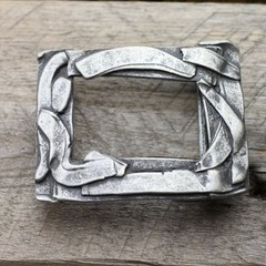 Antique Silver Rectangle Belt Buckle, Handmade Buckle For Snap Belts