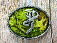 Browning Logo Deer Buck Doe Hunting Hunters Camouflage USA Belt Buckle
