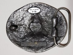 VTG Siskiyou 1992 Enamel Buffalo Skull Belt Buckle Pewter Color USA Made