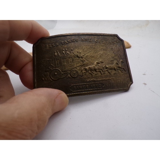 Vintage Wells Fargo and Company Brass Belt Buckle Stagecoach Since 1852 Western