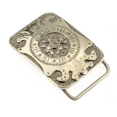 German silver belt buckle pre-Christian sun cross; Teutonic or Maltese Zgarda