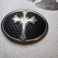 Gothic Black with Silver Cross Belt Buckles Lot Of 2