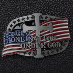 American Flag Cross Belt Buckle, 4th of July Cowboy Ornament for Men