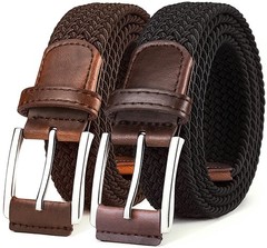 BULLIANT Belt for Men 36&Prime;-40&Prime;Waist Adjustable, 2pack-black/Deep Brown1354