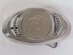 1776-1976 bicentennial Eisenhower Liberty Bell Moon Silver Dollar Belt buckle