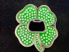 Lucky Four Leaf Clover Rhinestone Covered Belt Buckle with Bottle Opener
