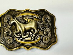 Running Horse Mustang Award Trophy Style Large HUGE Rodeo Cowboys Belt Buckle