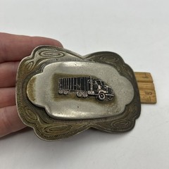 Vintage Truck Trailer Metal Belt Buckle Trucker