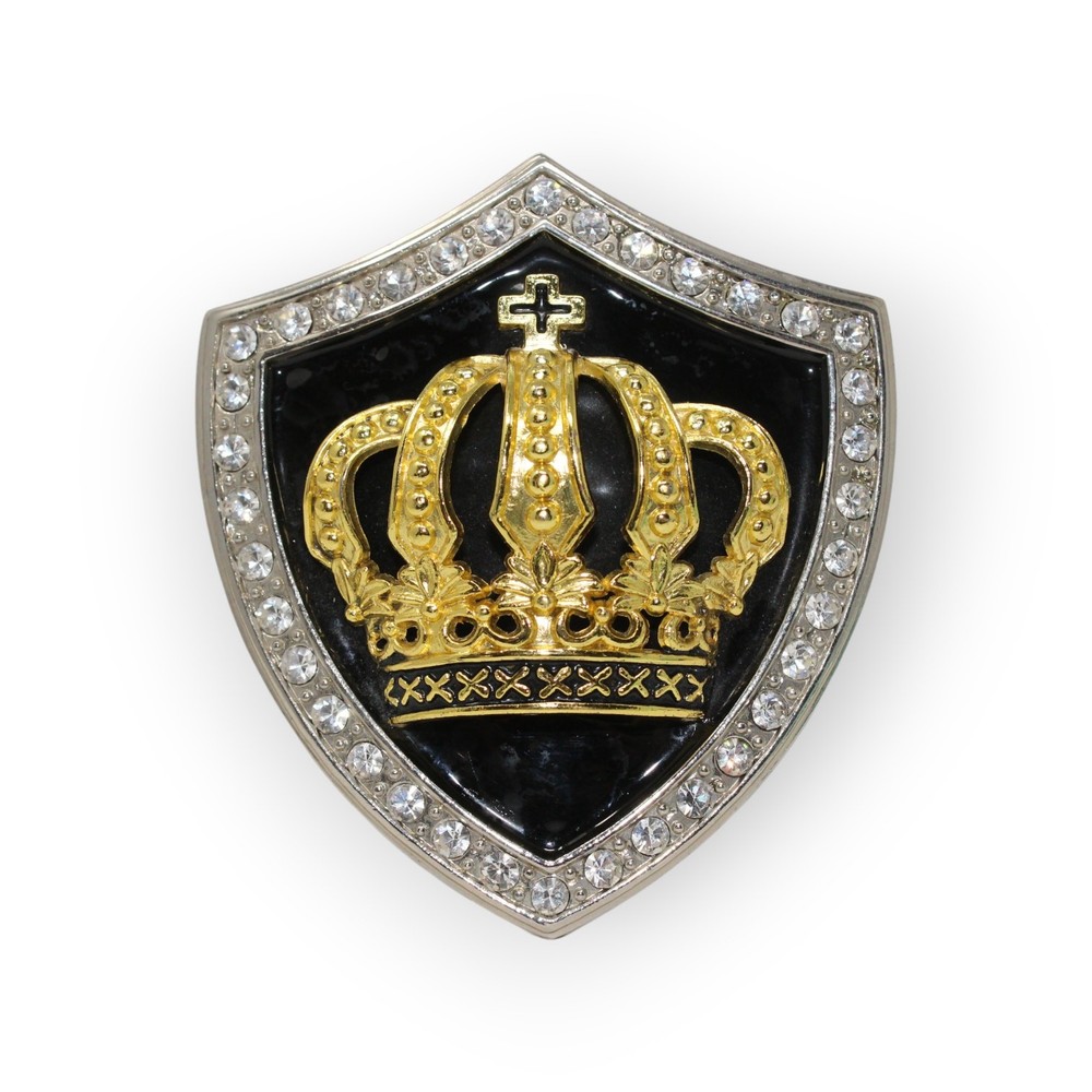 BeltBuckle Crown Shield Royal Cross Gold Black Silver Rhinestone Italia FreeShip