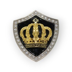 BeltBuckle Crown Shield Royal Cross Gold Black Silver Rhinestone Italia FreeShip
