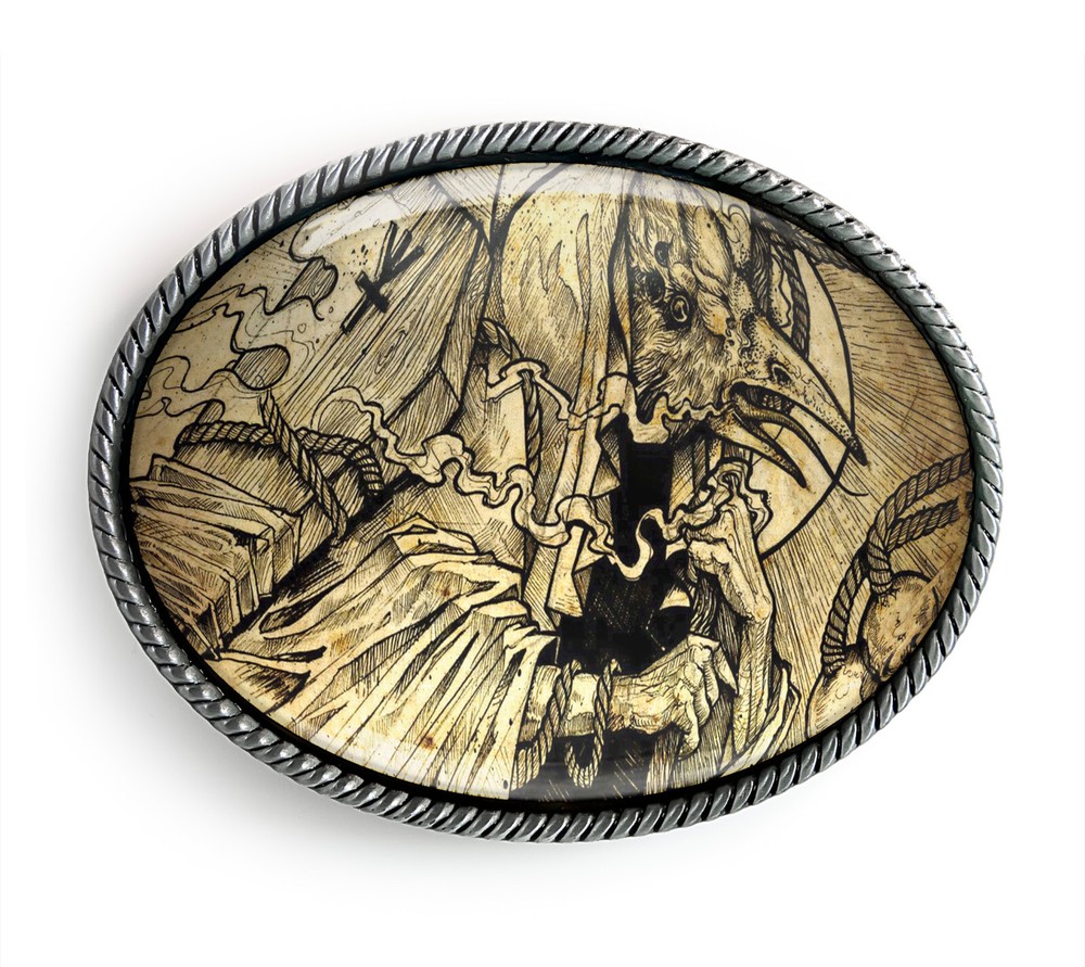 Raven Esoteric Belt Buckle – Ancient Occult Crow Art Belt Buckle – 719