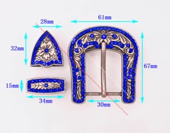 Antique Silver Crystal Western Cowboy Floral Belt Buckle Set Fit 30MM Strap