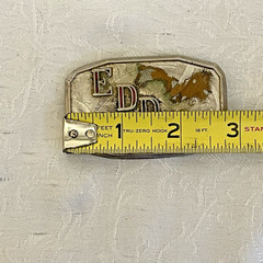 Vintage Hook-Fast Engraved Belt Buckle EDD Initials Silver Tone Western 3”