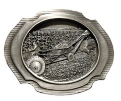 Vtg Pewter Belt Buckle Mechanical Corn Picker 1989 IOWA PREMIUM SPECIALTY CO.