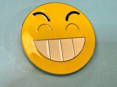 Grinning Smiley Face Yellow Emoji Funny Cool Novelty Round Large Belt Buckle