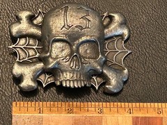 2002 LUCKY-13 APPAREL LIGHTER BELT BUCKLE, pewter, nice