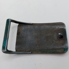 NL Treating Chemicals Belt Buckle Yellow Vintage Distressed Well Worn