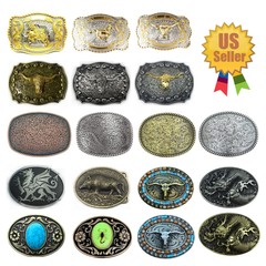 Western Unisex Alloy Vintage Fashion Leather Belt Buckle Cowboy Pattern Metal