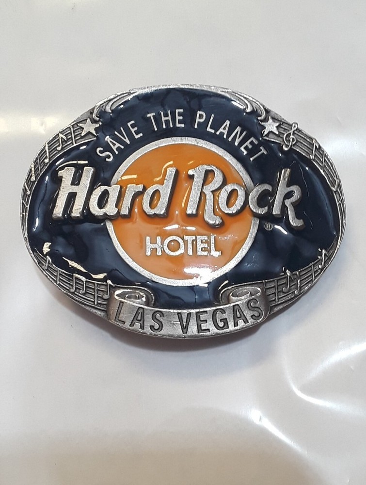 VTG 1995 Hard Rock Hotel Las Vegas « Save the Planet » Belt Buckle Multicolored