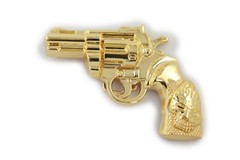 Men Belt Buckle Gold Metal Western Cowboy Pistol Revolver Gun Weapon Fire Skull