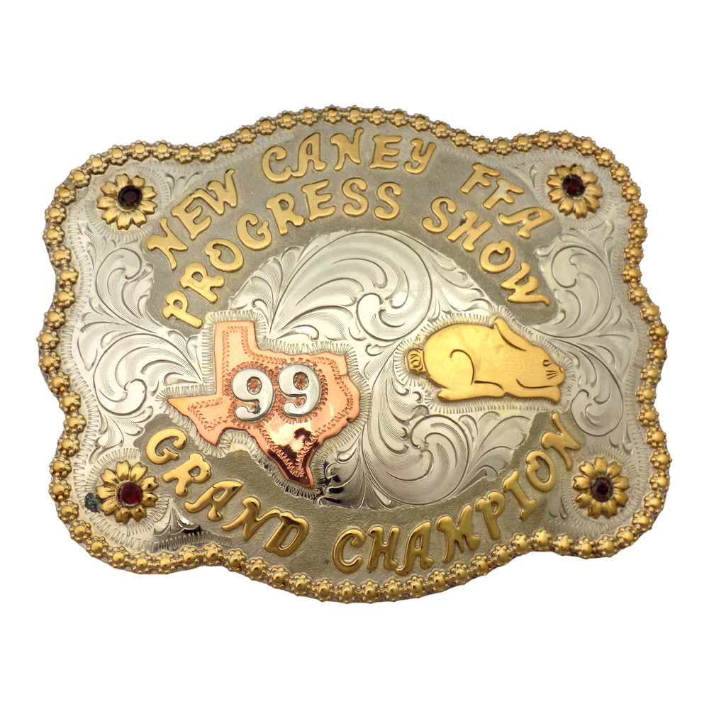 LARGE 1999 GRAND CHAMPION 113 X 91.2MM TROPHY BELT BUCKLE 123.5GR #5054