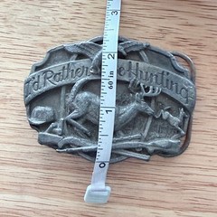 vintage siskiyou Id rather be hunting pewter silver belt buckle deer ducks usa