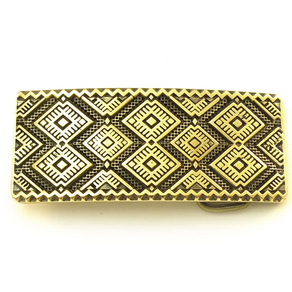Handmade brass belt buckle « Krayka », Ukrainian ornamental buckle, woven buckle