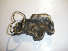 Vintage 1978 70s « 4×4 » 3D Pewter Jeep Bergamot Brass Works Belt Buckle # J-39