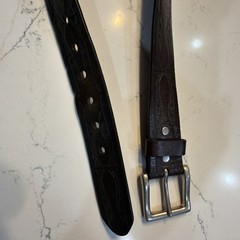 Levi’s Brown/Black Leather Tooled Western Belt Silver Buckle Men&rsquo;s Cowboy