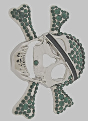 Skull Belt Buckles Crossbones Bandana Halloween Pirate Costume Bling Green Metal