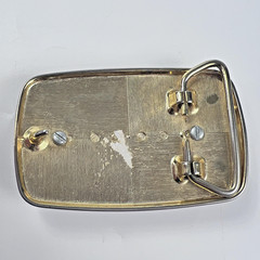 Vintage Western Belt Buckle Gold Silver Tone Tiger&rsquo;s Eye Oval Cowboy Accessory