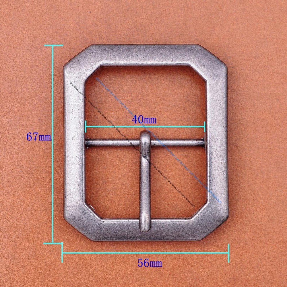 Men Rectangle Heavy Duty Strong Silver Center Bar Pin Belt Buckle Fit 40mm Strap
