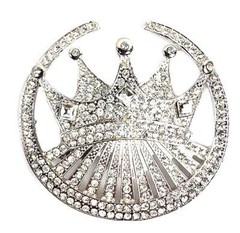 Royal King Crown HIP HOP Clear Rhinestones Silver Chrome Fashion Men Belt Buckle