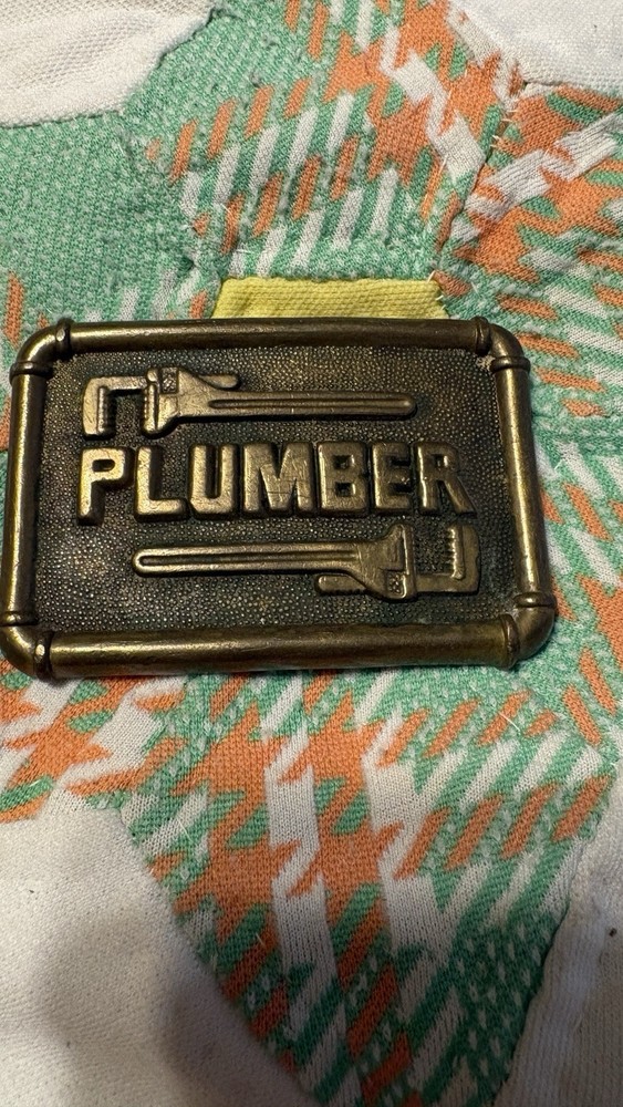 Baron Buckle Solid Brass Plumber Belt Buckle Antique Finish 1978 MPN 6025