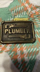 Baron Buckle Solid Brass Plumber Belt Buckle Antique Finish 1978 MPN 6025