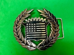 Cadillac Crown Logo Olive Branch Silver Color Belt Buckle Famous Stars & Stripes