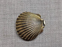 vintage SHELL belt buckle GOLDEN sea ocean SCALLOP glam statement BLING