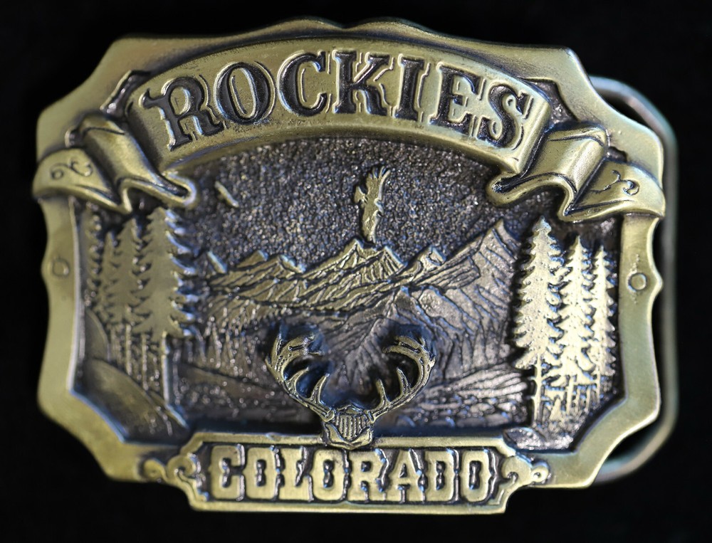 The Great American Buckle Co. Colorado Rockies Metal Belt Buckle Mountains H144